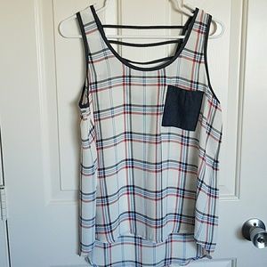 Papermoon Chiffon Red, White, Blue Plaid Tank